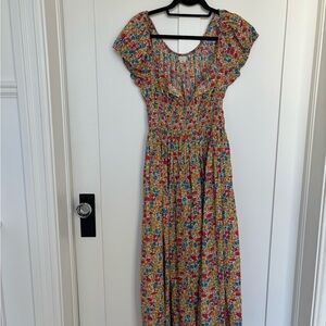 Doen Liberty Floral Midi Dress with Cap Sleeves, Size S
